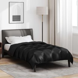 Pilota de iarna neagra 140x220 cm din satin si microfibra