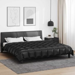 Pilota de iarna neagra 220x240 cm din satin si microfibra, extra moale