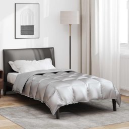 Pilota de iarna argintie 220x155 cm din satin si microfibra, hipoalergenica