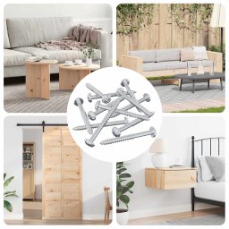 Surub din Lemn 12 pcs Argintiu 9,8 x 53 mm Otel GartenMobel Dekor