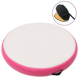 Covoras gonflabil de gimnastica cu pompa roz 100x100x10 cm PVC GartenMobel Dekor