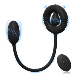 SuperLove Vibrating Cock Ring Dual Motor Prostate Massager with Remote Black