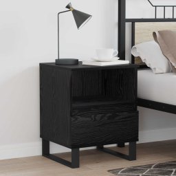 Dulap de pat Stejar Negru 40 x 35 x 50 cm Lemn compozit GartenMobel Dekor