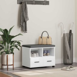 Banca pentru hol cu perna cu sertar Alb 60 x 38 x 46 cm GartenMobel Dekor
