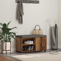 Banca pentru hol cu perna Simplu Lemn vechi 80 x 38 x 46 cm GartenMobel Dekor