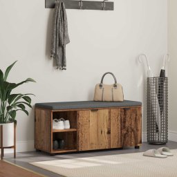 Banca pentru hol cu perna Simplu Lemn vechi 100 x 38 x 46 cm GartenMobel Dekor