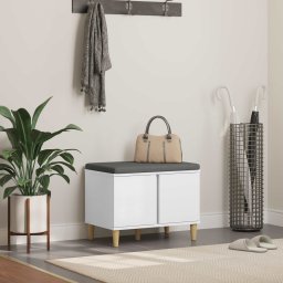 Banca pentru hol cu perna cu depozitare Alb 60 x 38 x 46 cm GartenMobel Dekor