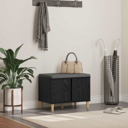 Banca pentru hol cu perna cu usa Stejar Negru 60 x 38 x 46 cm GartenMobel Dekor