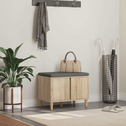 Banca pentru hol cu perna cu usa Stejar Sonoma 60 x 38 x 46 cm GartenMobel Dekor