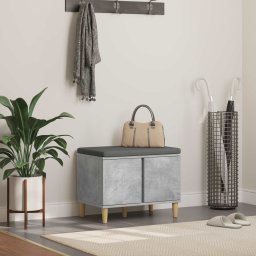 Banca pentru hol cu perna cu usa Gri din beton 60 x 38 x 46 cm GartenMobel Dekor