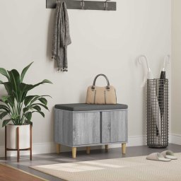 Banca pentru hol cu perna cu usa Gri Sonoma 60 x 38 x 46 cm GartenMobel Dekor