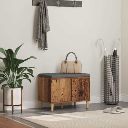 Banca pentru hol cu perna cu usa Lemn vechi 60 x 38 x 46 cm GartenMobel Dekor