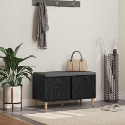 Banca pentru hol cu perna cu usa Stejar Negru 60 x 38 x 46 cm GartenMobel Dekor