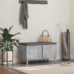 Banca pentru hol cu perna cu usa Gri din beton 60 x 38 x 46 cm GartenMobel Dekor