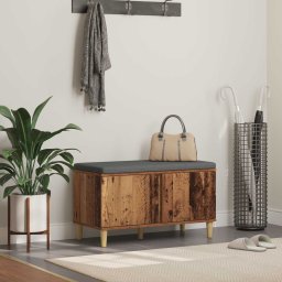 Banca pentru hol cu perna cu usa Lemn vechi 60 x 38 x 46 cm GartenMobel Dekor