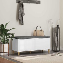 Banca pentru hol cu perna cu depozitare Alb 60 x 38 x 46 cm GartenMobel Dekor
