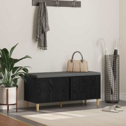 Banca pentru hol cu perna cu usa Stejar Negru 60 x 38 x 46 cm GartenMobel Dekor