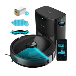 Robot de aspirare Cecotec Conga 8290 Immortal Ultra Power Home X-Treme, 7000 Pa, iTech Laser Eye, baza autocuratare, autonomie 280 minute, aspirator si mop, Negru