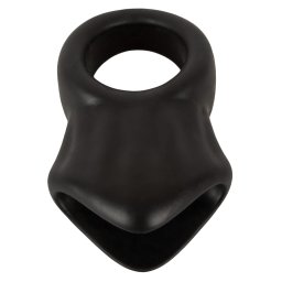 Erecto Liquid Silicone Cock Ring with Ball Stretcher Black