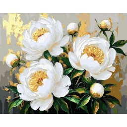Set pictura pe numere, cu sasiu, Flori in lumina aurie, 40x50 cm