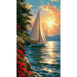 Set pictura pe numere, cu sasiu, Golful viselor luminoase, 40x70 cm