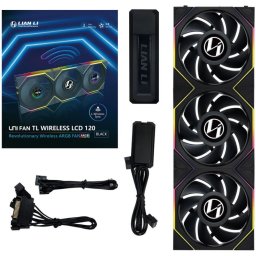 LIAN LI UNI FAN TL LCD Wireless 120mm 3 bucăţi set negru