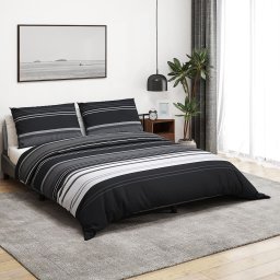 Set cu husa de pilota, negru si alb, 220x240 cm, bumbac GartenMobel Dekor