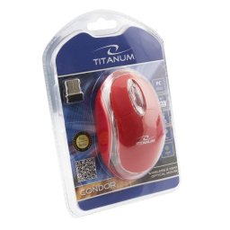 Mouse Titanum Condor USB, Wireless, 1000 DPI, 3 butoane, Rosu