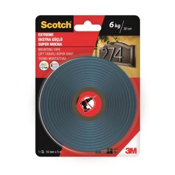 Banda dublu adeziva buretata, 19mm x 1.5m, pt. interior, sustine 2kg/30cm, 3M - SCOTCH - neagra