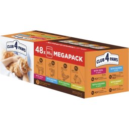 Club 4 Paws Premium Megapack - Hrană umedă pisici (2 cartoane | 96 plicuri | 96 x 85 g) 9160 g