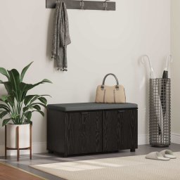 Banca pentru hol cu perna cu usa Stejar Negru 80 x 38 x 46 cm GartenMobel Dekor