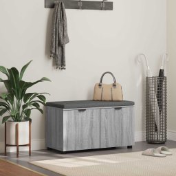 Banca pentru hol cu perna cu usa Gri Sonoma 80 x 38 x 46 cm GartenMobel Dekor