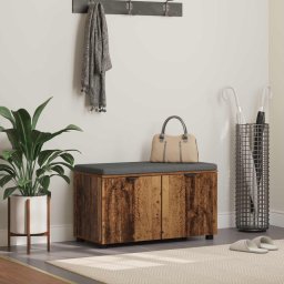Banca pentru hol cu perna cu usa Lemn vechi 80 x 38 x 46 cm GartenMobel Dekor
