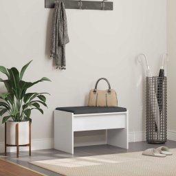 Banca pentru hol cu perna Alb 60 x 38 x 46 cm GartenMobel Dekor