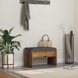 Banca pentru hol cu perna Lemn vechi 60 x 38 x 46 cm GartenMobel Dekor