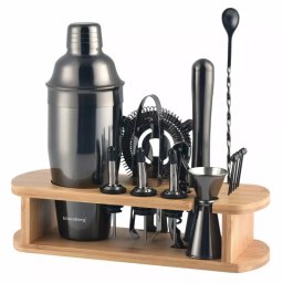 Set pentru cocktailuri Klausberg KB 7584, 17 piese, suport din bambus, grafit
