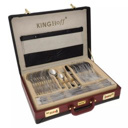 Set tacamuri Kinghoff KH 3520, 72 piese, Pentru 12 persoane, Cutie, Otel inoxidabil, Argint