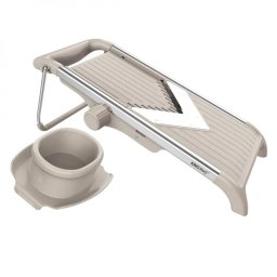 Răzătoare de legume Kinghoff KH 2006, grosime reglabilă, lame în formă de V, Julienne 5 mm, bej/gri