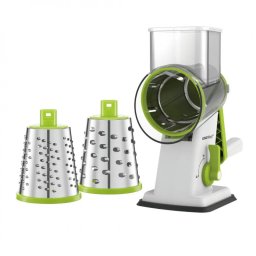 Răzătoare manuală cu 3 atașamente Kinghoff KH 1960, oțel inoxidabil, alb/verde