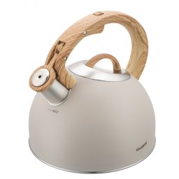 Ceainic cu fluier Klausberg KB 7913, 2.5 L, Maner cu efect de lemn, Inductie, Bej