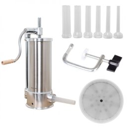 Mașină de umplut cârnați Klausberg KB 7927, 5 Kg, Manuală, 14-35mm, 6 pâlnii, Inox