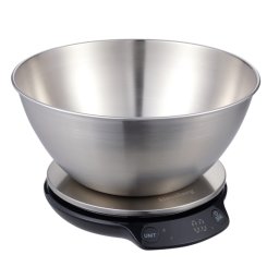 Cantar de bucatarie cu bol Klausberg KB 7939, 5 Kg, Bluetooth, Aplicatie mobila, LED, Tare, Lichide, 4 valori nutritive, Inox