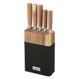 Set cuțite Klausberg KB 7981, 6 piese, Oțel inoxidabil, Suport, Maro/grafit