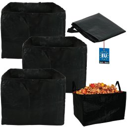 Grădină sac coș pentru frunze iarbă dreptunghiular verde 120 l set de 3 buc.