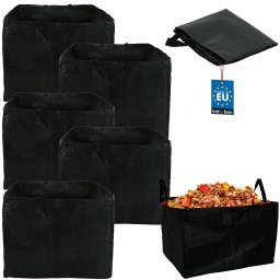 Grădină sac coș pentru frunze iarbă dreptunghiular verde 120 l set de 5 buc.