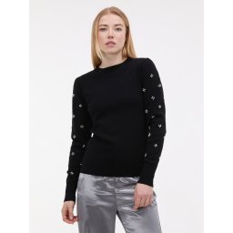 Pulover negru de damă cu aplicație ORSAY