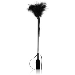 Secret play Riding Crop Black bici din piele ecvestru cu accesoriu de pene Black 52 cm