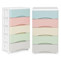 Raft extraibil cu 5 sertare și picioare cu roți de culoare