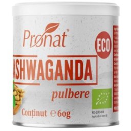 Ashwaganda Bio Pulbere, 60 g, Pronat