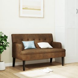 Bancheta cu spatar maro 112x65,5x75 cm piele întoarsa ecologica GartenMobel Dekor